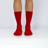 Meias com antiderrapante (grip), na cor vermelho, para desporto como o futebol ou futsal..