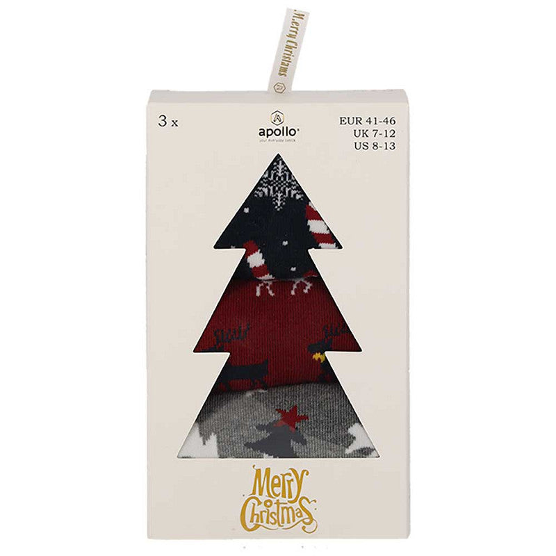 Caja de Regalo con 3 Pares de Calcetines de Navidad para Hombre