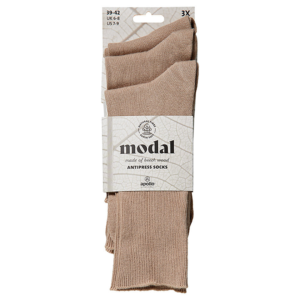 Pack 3 Calcetines en Modal Antipress Beige