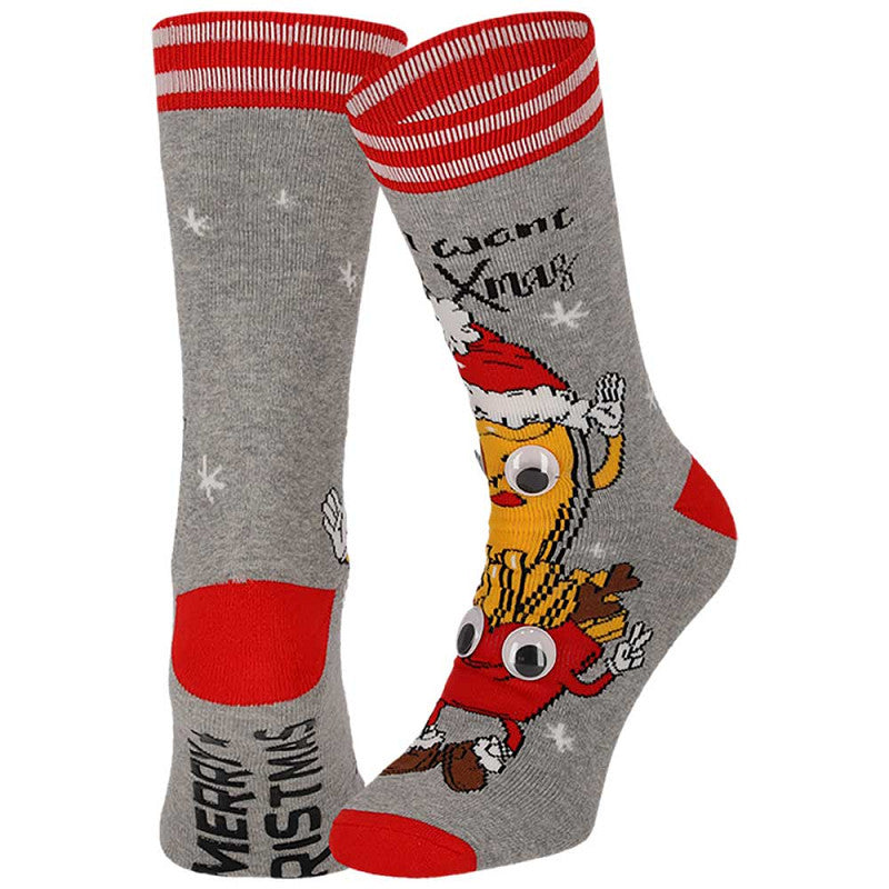 Calcetines de Navidad Antideslizantes para Hombre con Ojos 3D
