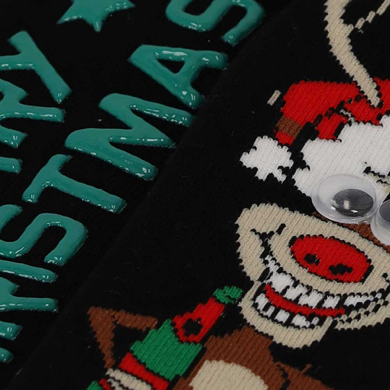 Calcetines de Navidad Antideslizantes para Hombre con Ojos 3D