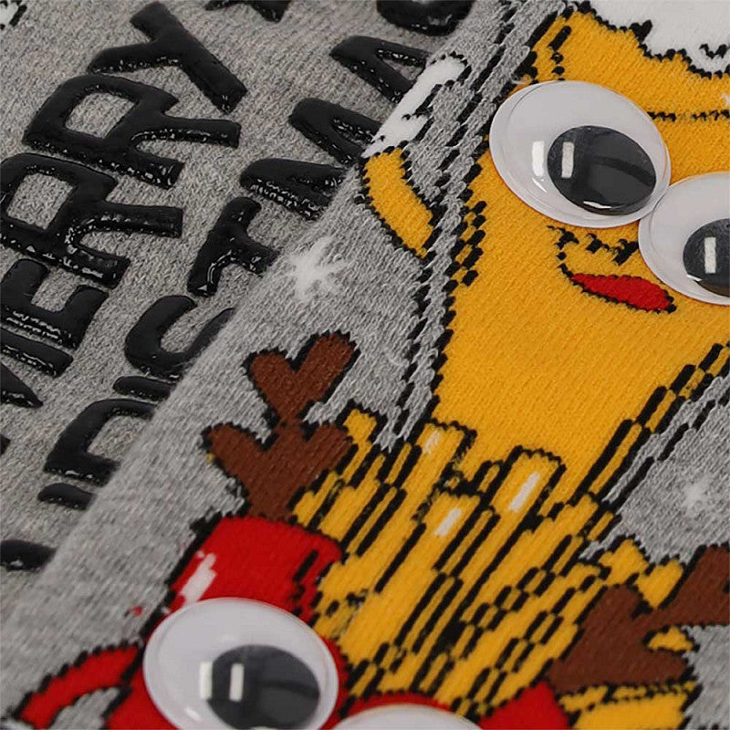 Calcetines de Navidad Antideslizantes para Hombre con Ojos 3D