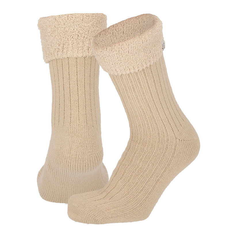 Calcetines de Punto Acanalado con Interior Polar - Beige