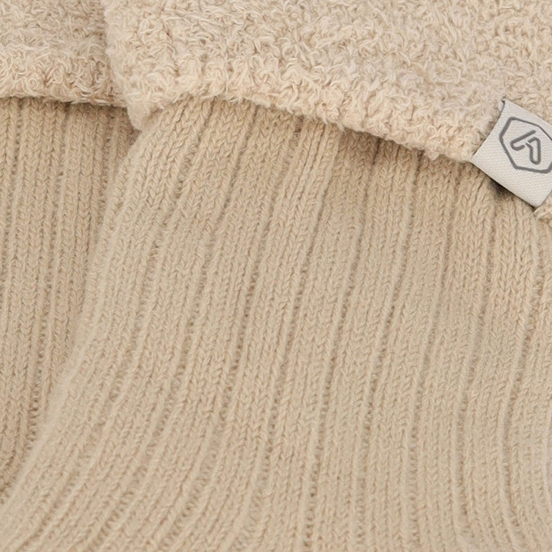 Calcetines de Punto Acanalado con Interior Polar - Beige