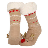 Calcetines Antideslizantes y Calientes de Navidad para Mujer – Reno