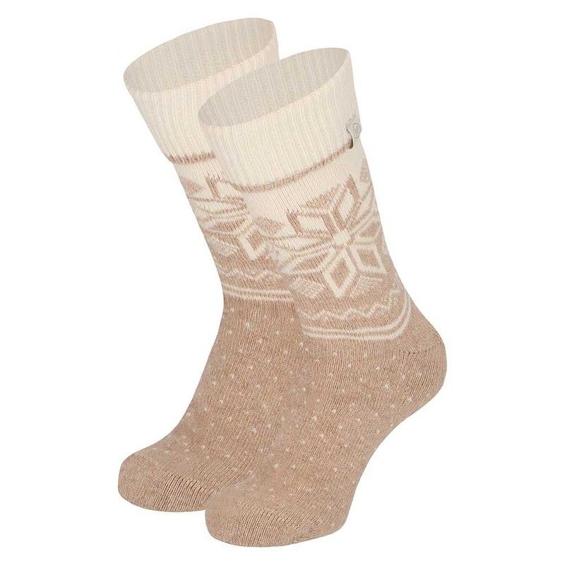 Calcetines de Lana de Cordero Cristales de Nieve Beige