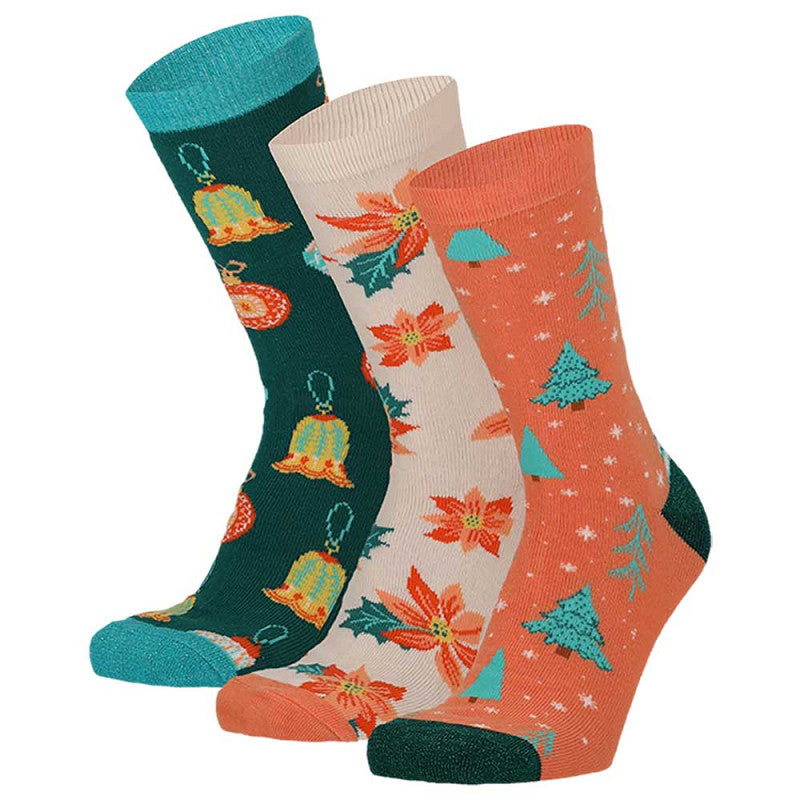 Caja de Regalo con 3 Pares de Calcetines de Navidad para Mujer