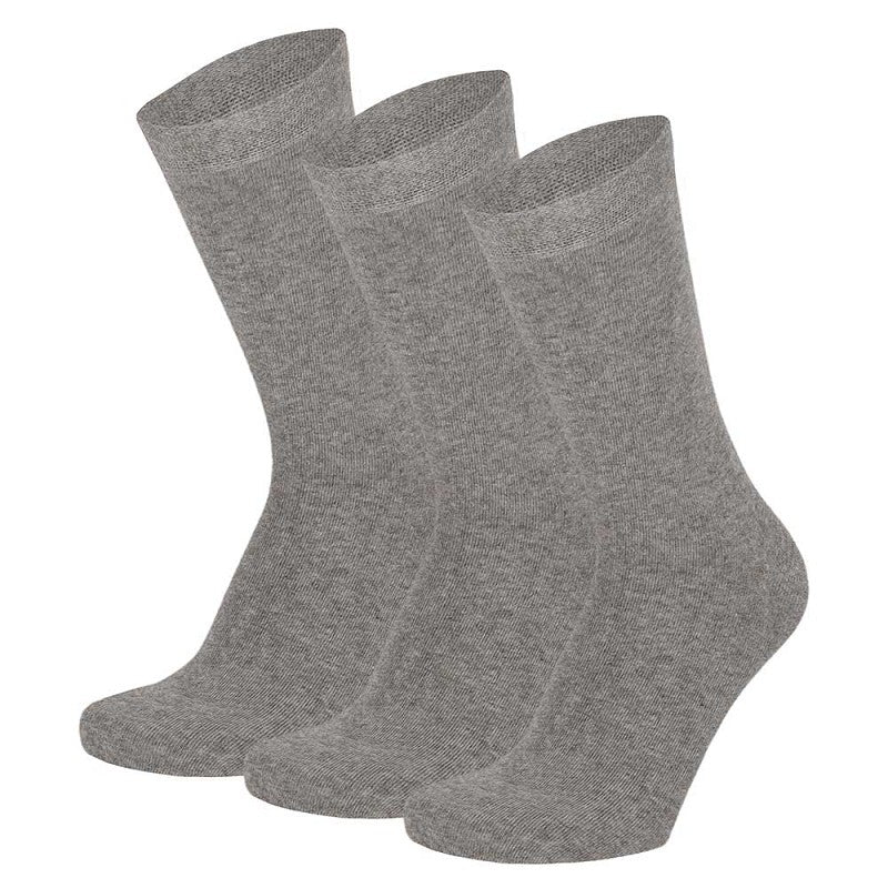 Meias “Soft Comfort” • Suaves e Sem Costuras • Algodão • Pack 3 Pares • Cinza Médio A