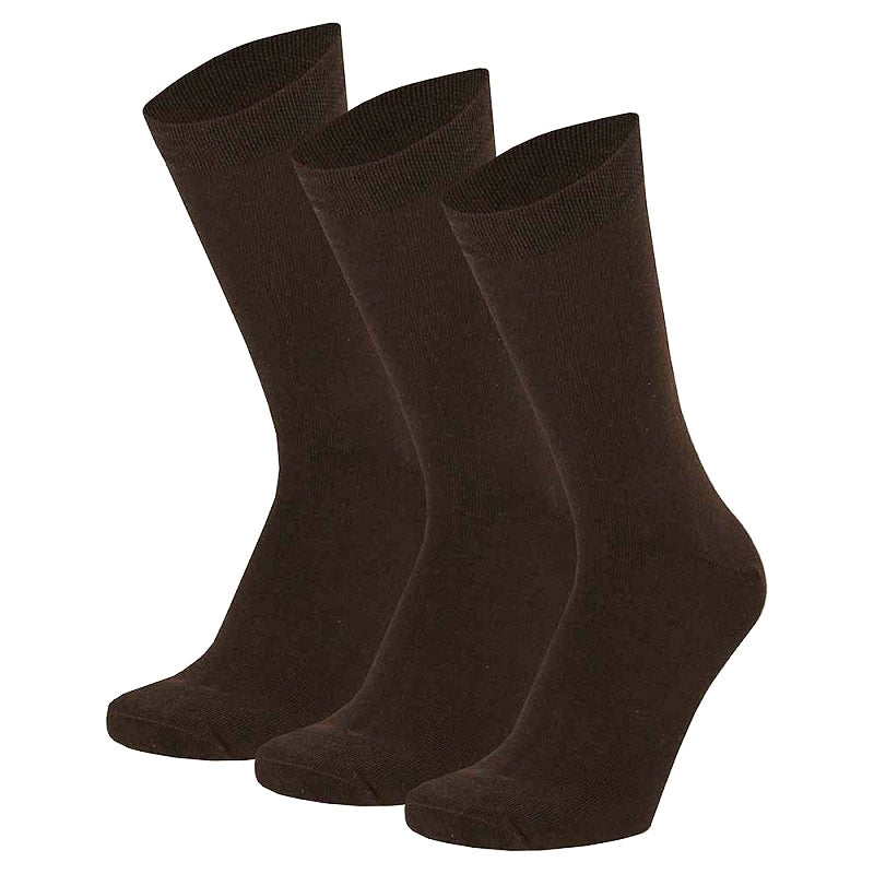 Meias “Soft Comfort” • Suaves e Sem Costuras • Algodão • Pack 3 Pares • Castanho