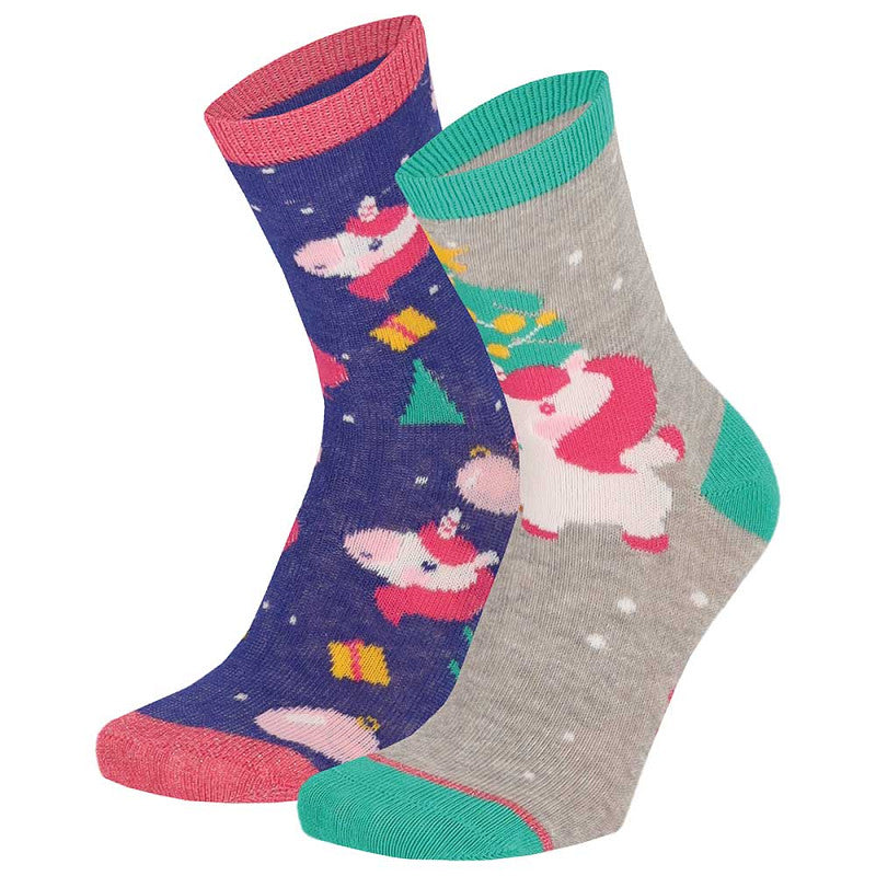Bola de Navidad con 2 Pares de Calcetines para Niños - Unicornio
