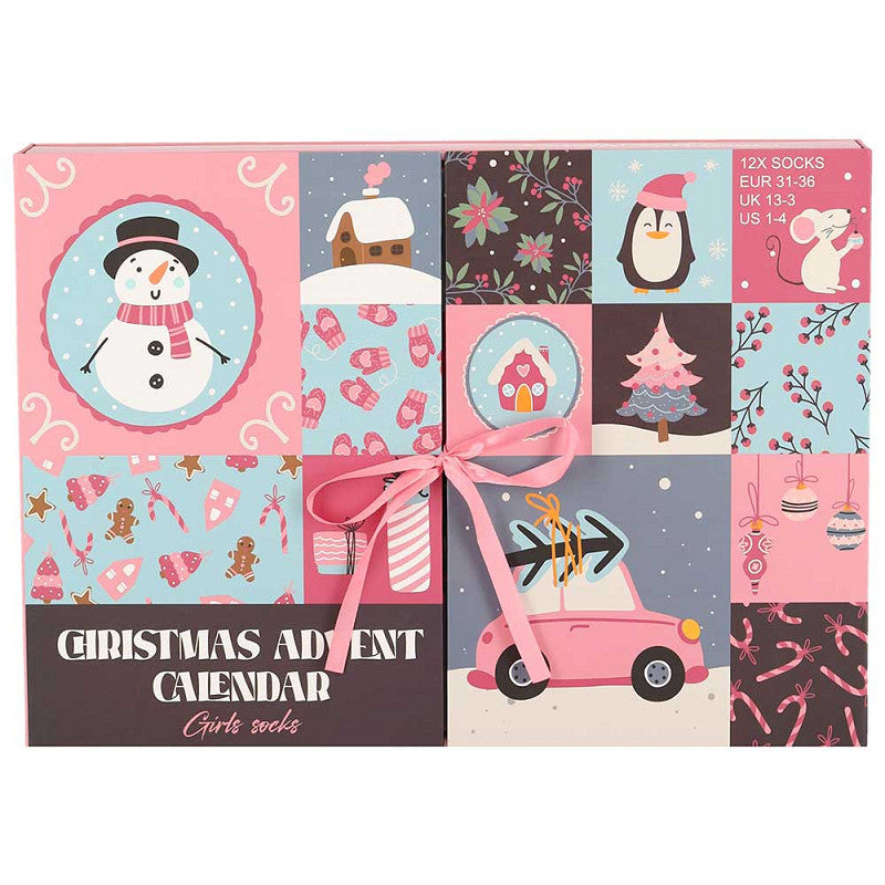Calendario de Adviento de Navidad para Niñas - Muñeco de Nieve (Pack 12 pares)