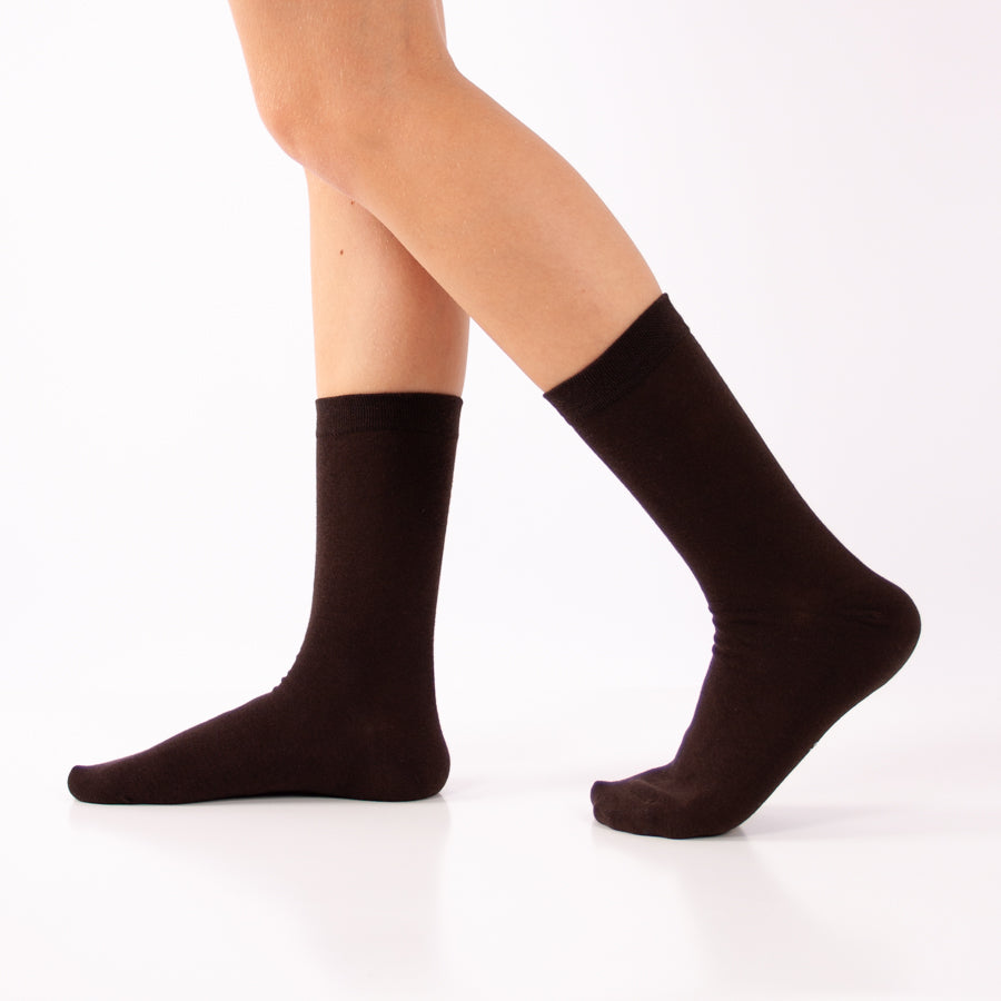 Meias “Soft Comfort” • Suaves e Sem Costuras • Algodão • Pack 3 Pares • Castanho