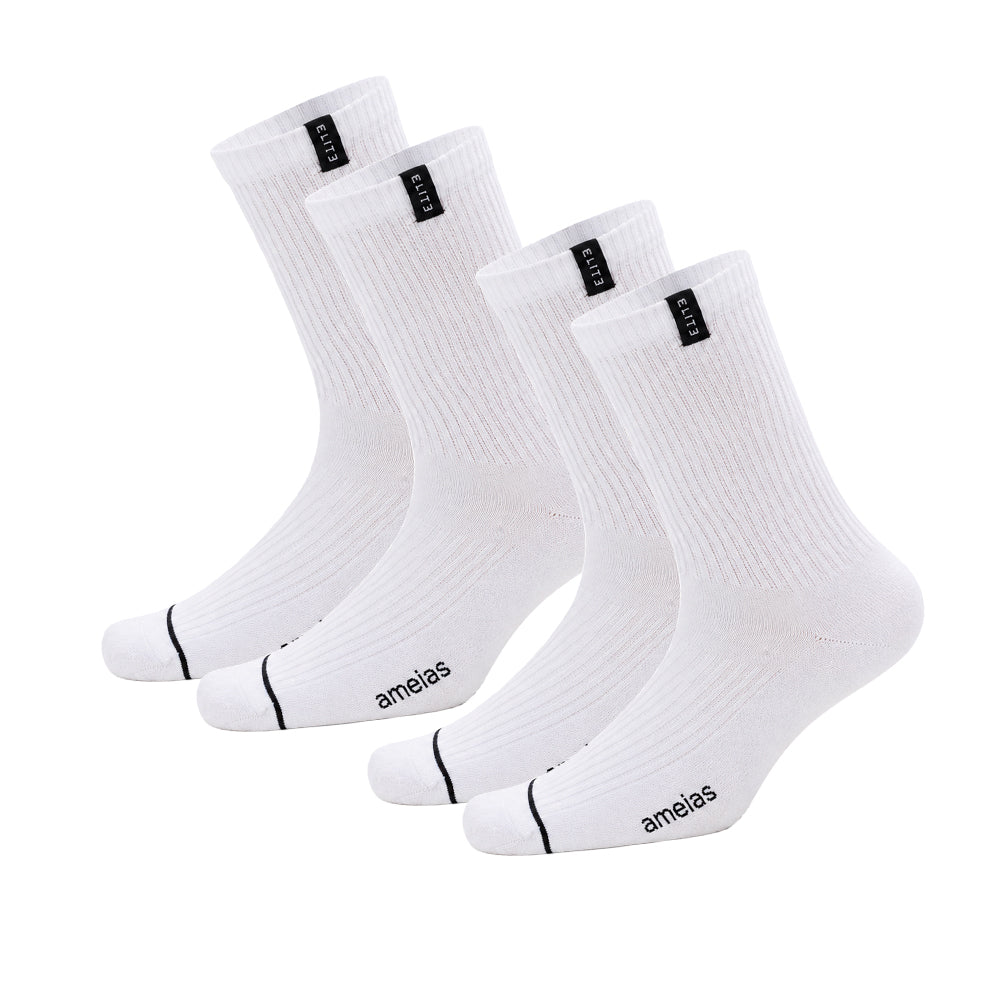 Calcetines “Elite Crew” • Comodidad y Resistencia • Algodón Superior • Pack 2 Pares • Blanco