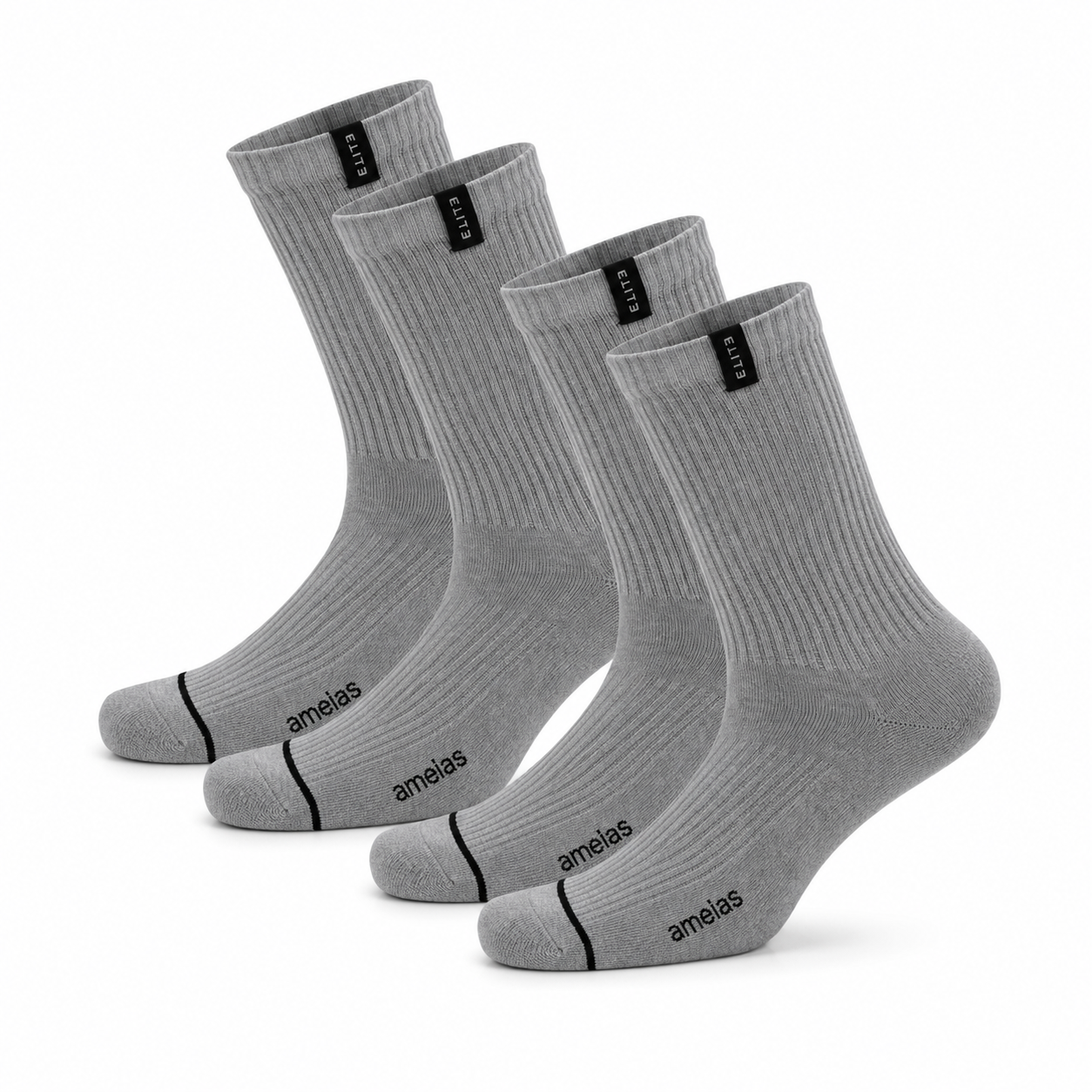 Calcetines “Elite Crew” • Comodidad y Resistencia • Algodón Superior • Pack 2 Pares • Gris