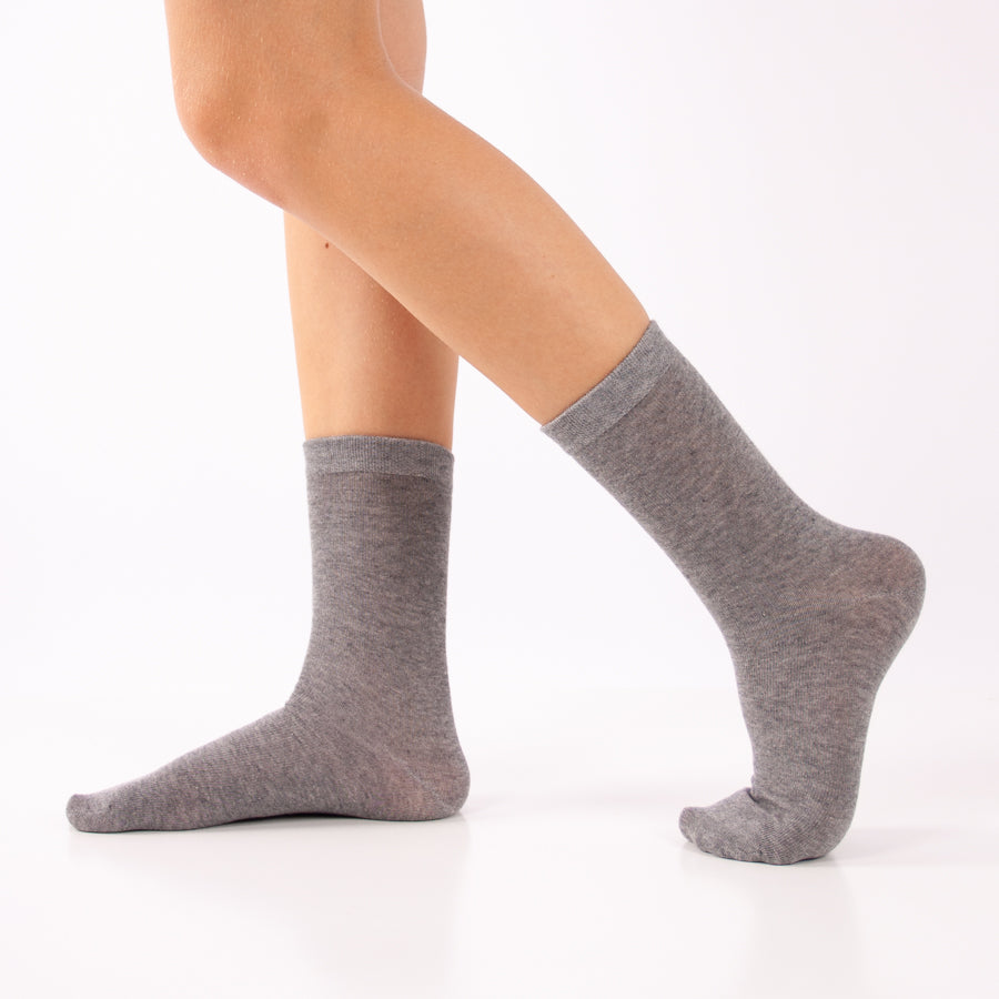 Meias “Soft Comfort” • Suaves e Sem Costuras • Algodão • Pack 3 Pares • Cinza Médio A
