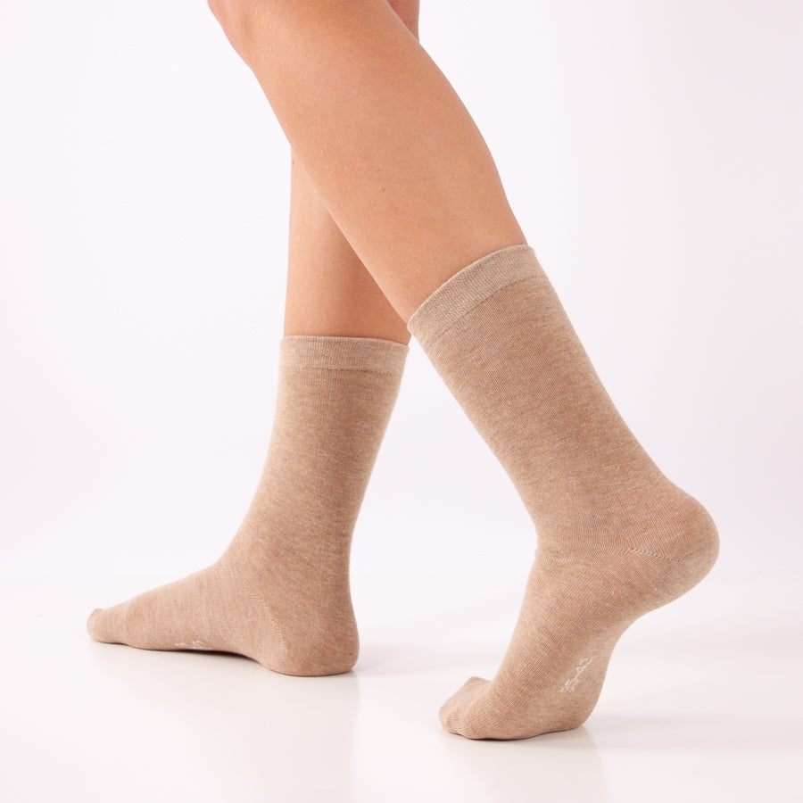 Calcetines “Soft Comfort” • Suaves y Sin Costuras • Algodón • Pack 3 Pares • Beige
