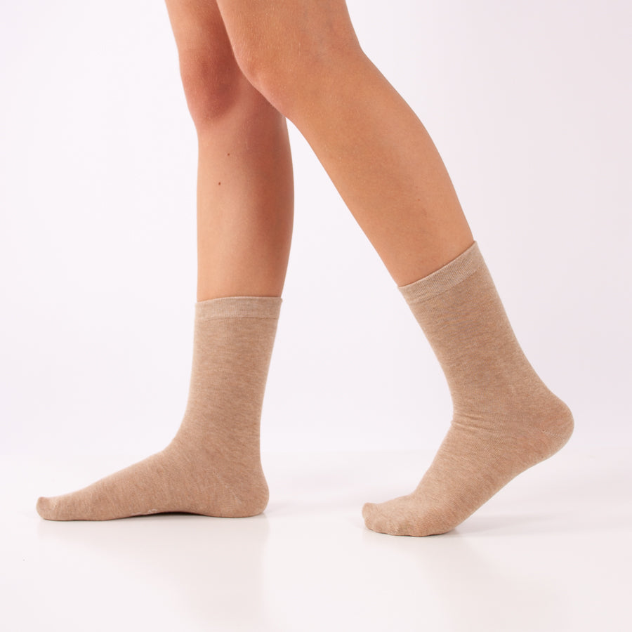 Calcetines “Soft Comfort” • Suaves y Sin Costuras • Algodón • Pack 3 Pares • Beige
