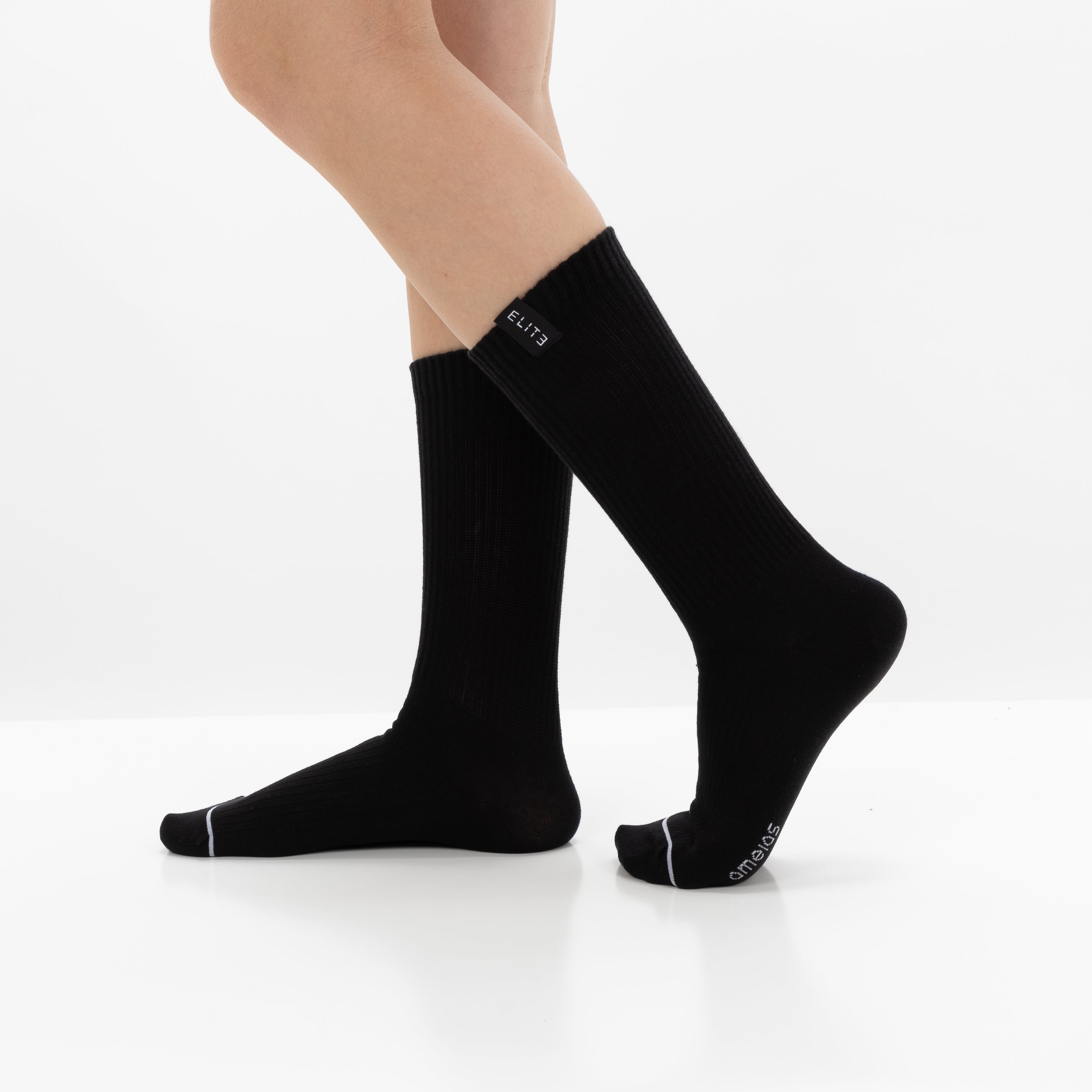 Calcetines “Elite Crew” • Comodidad y Resistencia • Algodón Superior • Pack 2 Pares • Negro
