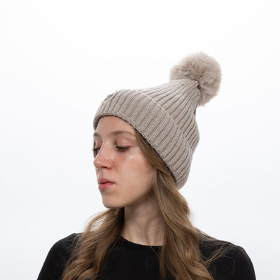 Gorro Térmico Heatkeeper con Pompón - Beige