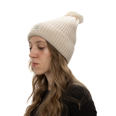 Gorro Térmico Heatkeeper con Pompón - Blanco Perla