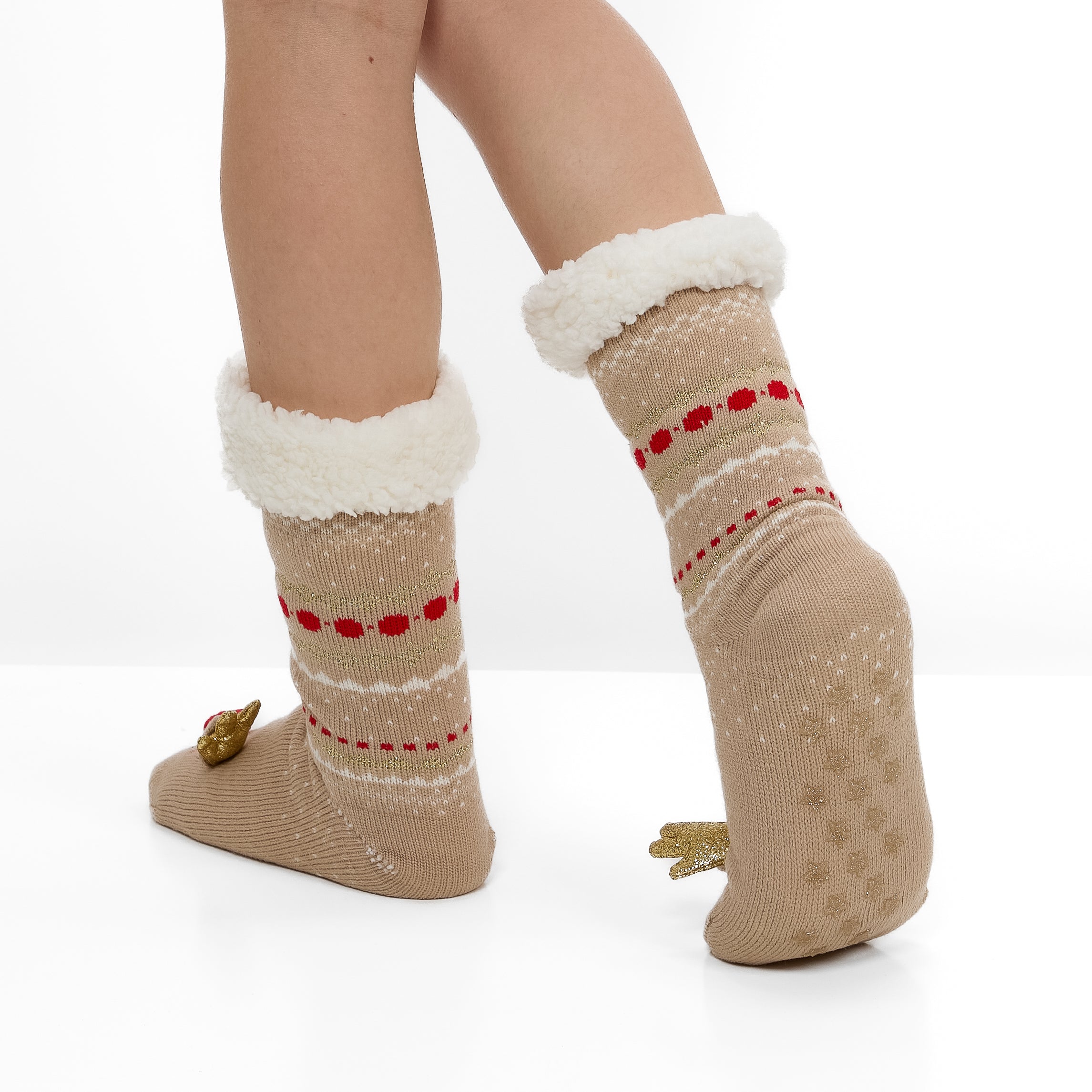 Calcetines Antideslizantes y Calientes de Navidad para Mujer – Reno