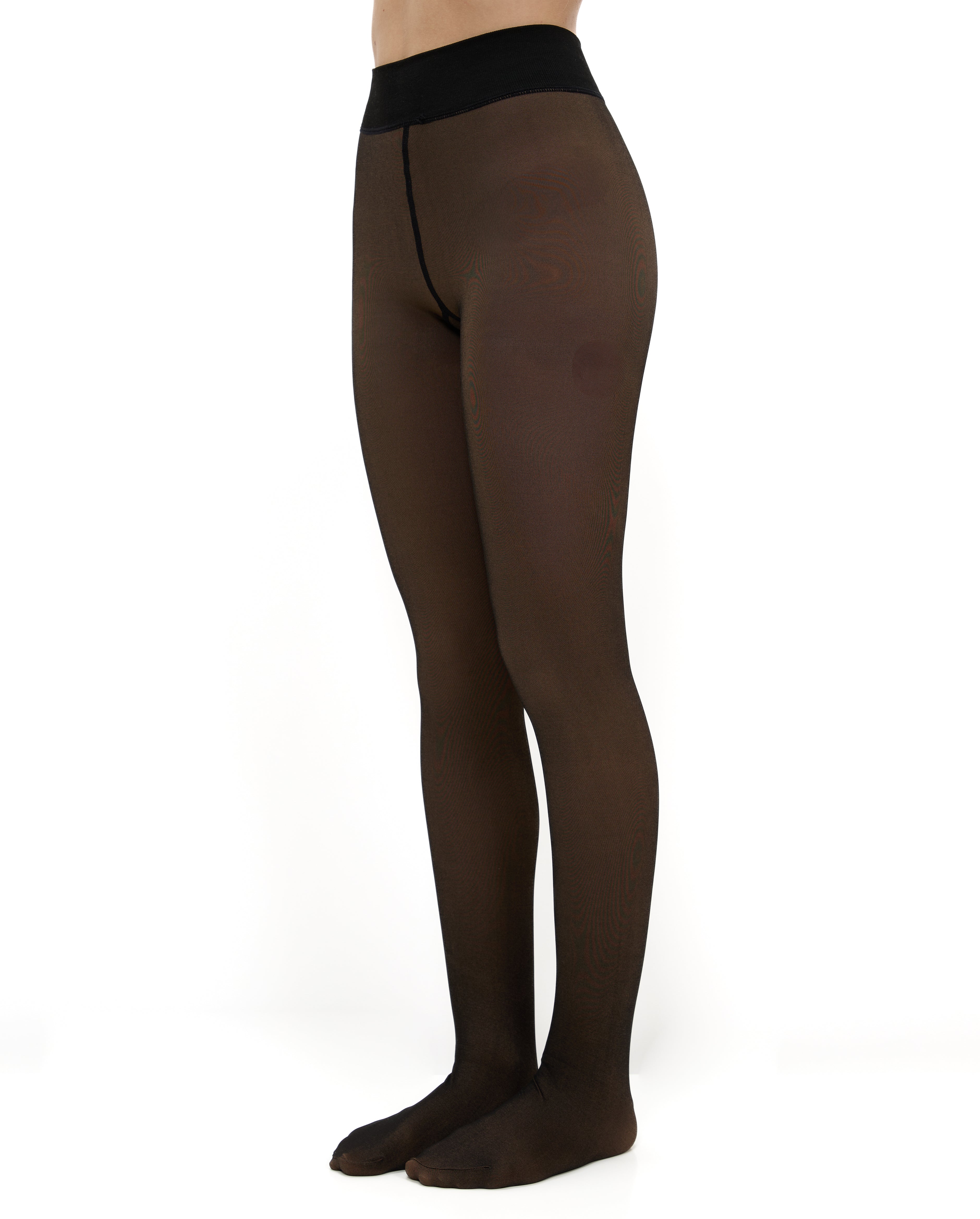 Collants Térmicos com Efeito Transparente - Castanho