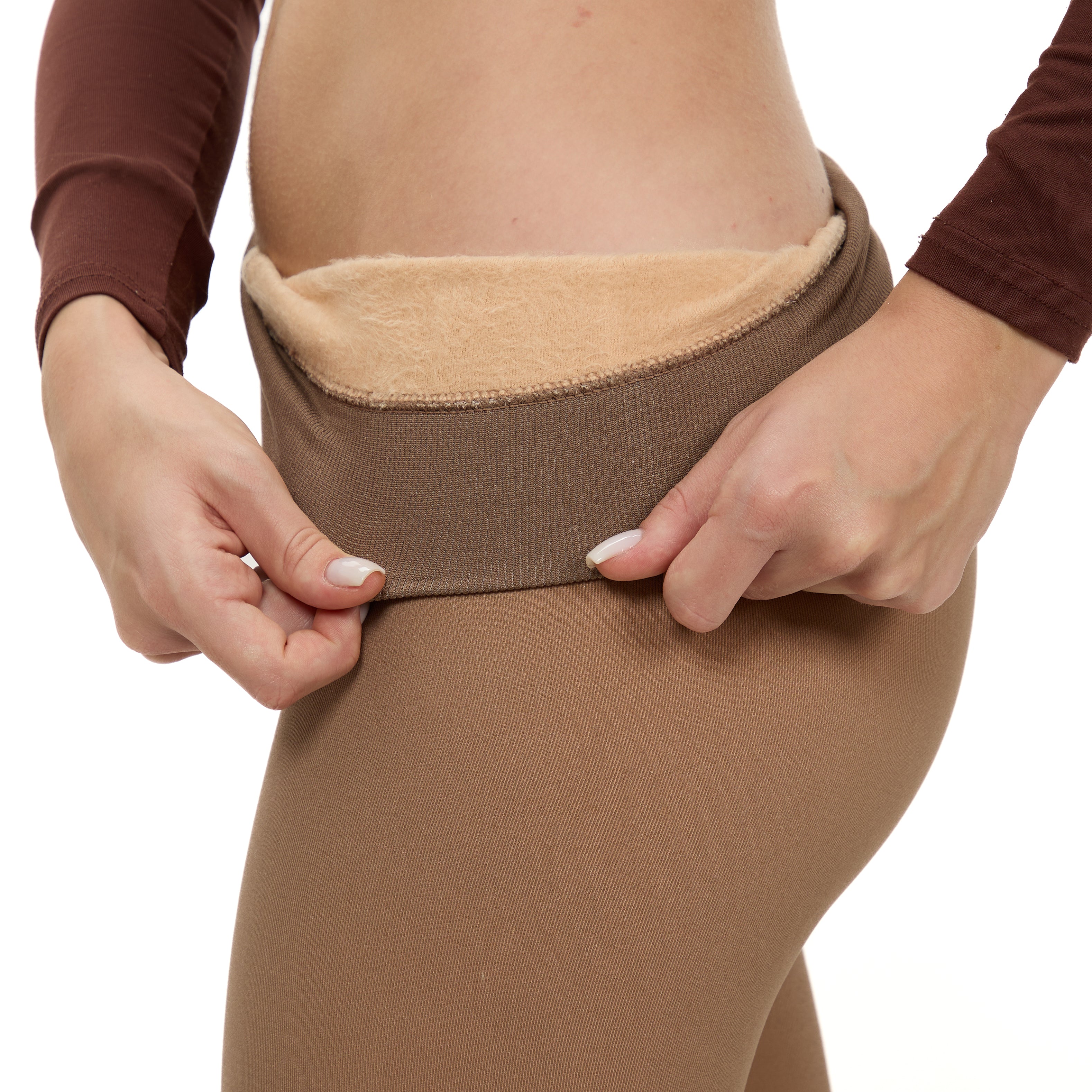 Collants Térmicos com Efeito Transparente - Bege