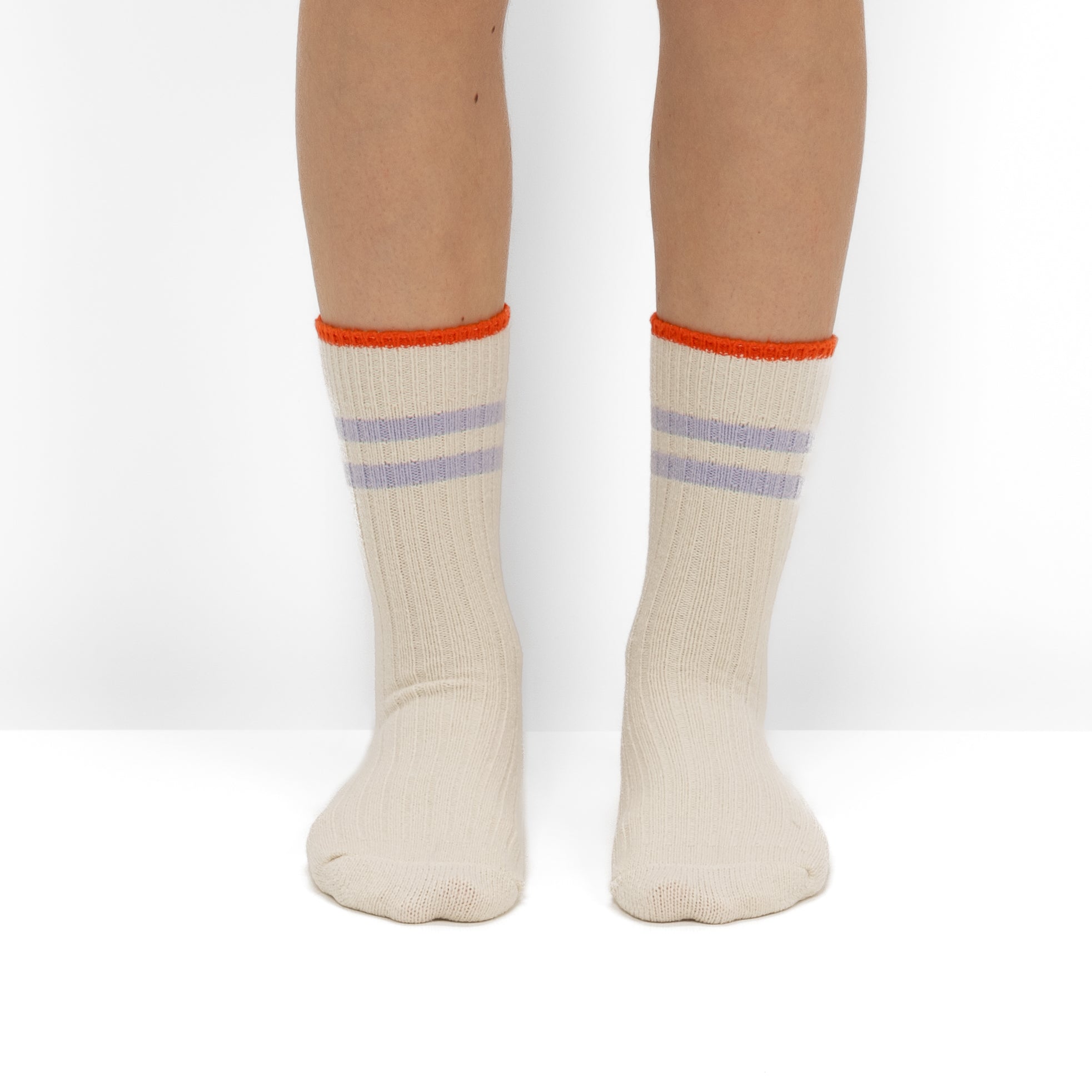 Pack de 2 Pares de Calcetines de Punto Acanalado con Rayas Lila