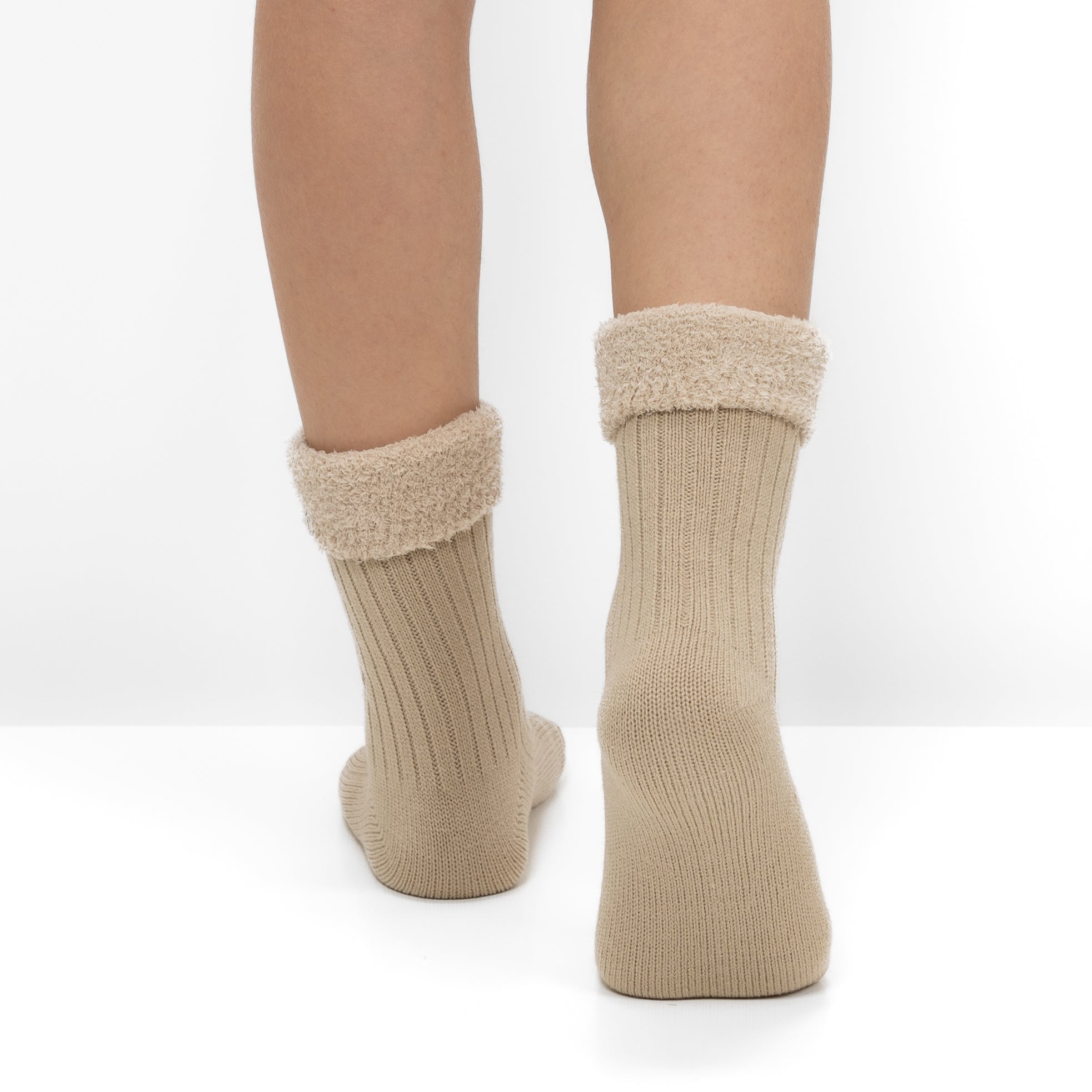 Calcetines de Punto Acanalado con Interior Polar - Beige