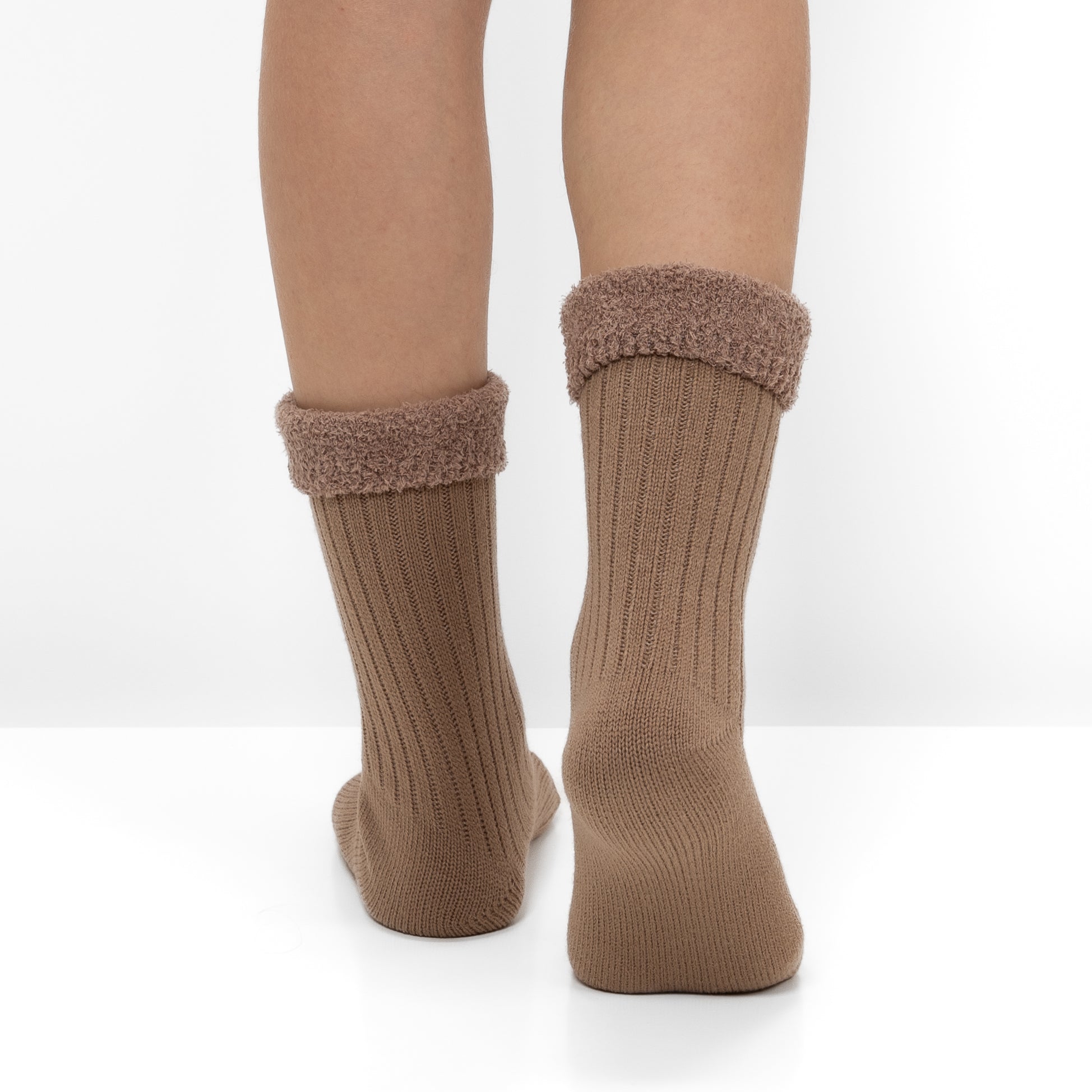 Calcetines de Punto Acanalado con Interior Polar - Marrón