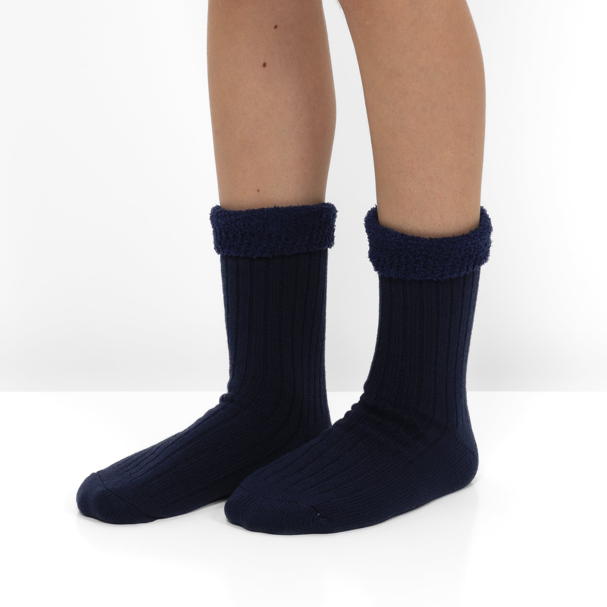 Calcetines de Punto Acanalado con Interior Polar - Azul Marino