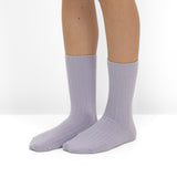 Pack de 2 Pares de Calcetines de Punto Acanalado con Rayas Lila