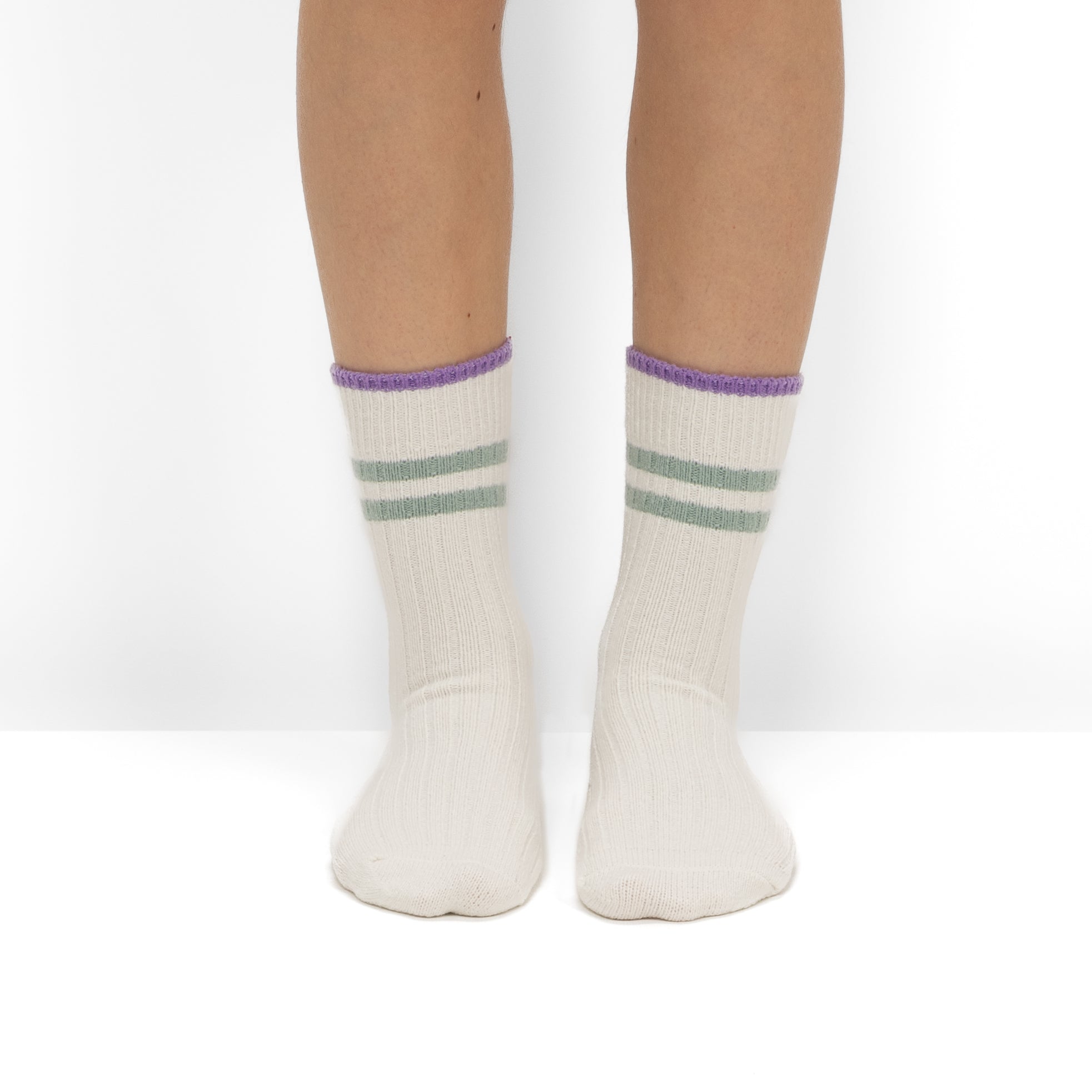Pack de 2 Pares de Calcetines de Punto Acanalado con Rayas Verdes