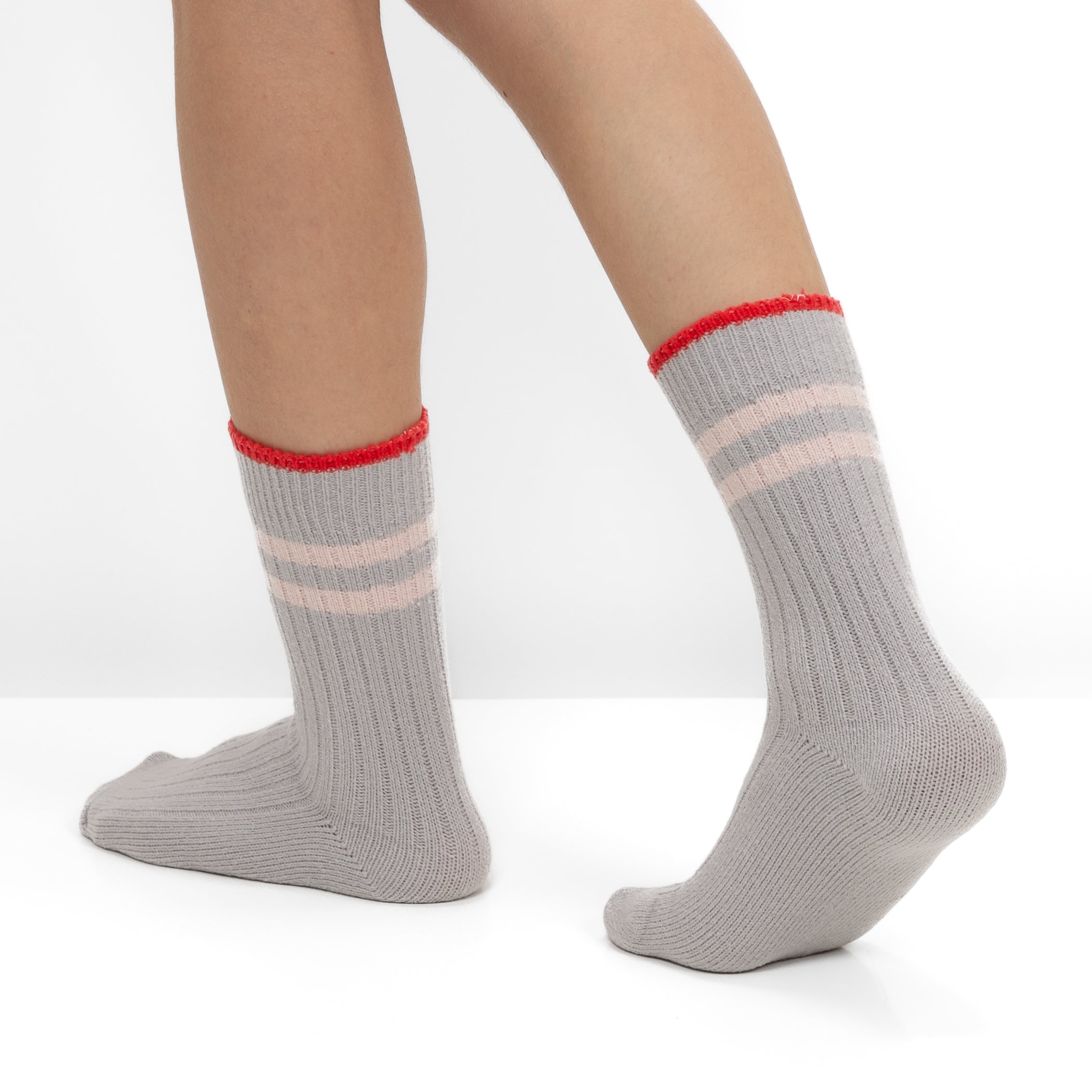 Pack de 2 Pares de Calcetines de Punto Acanalado con Rayas Rosas