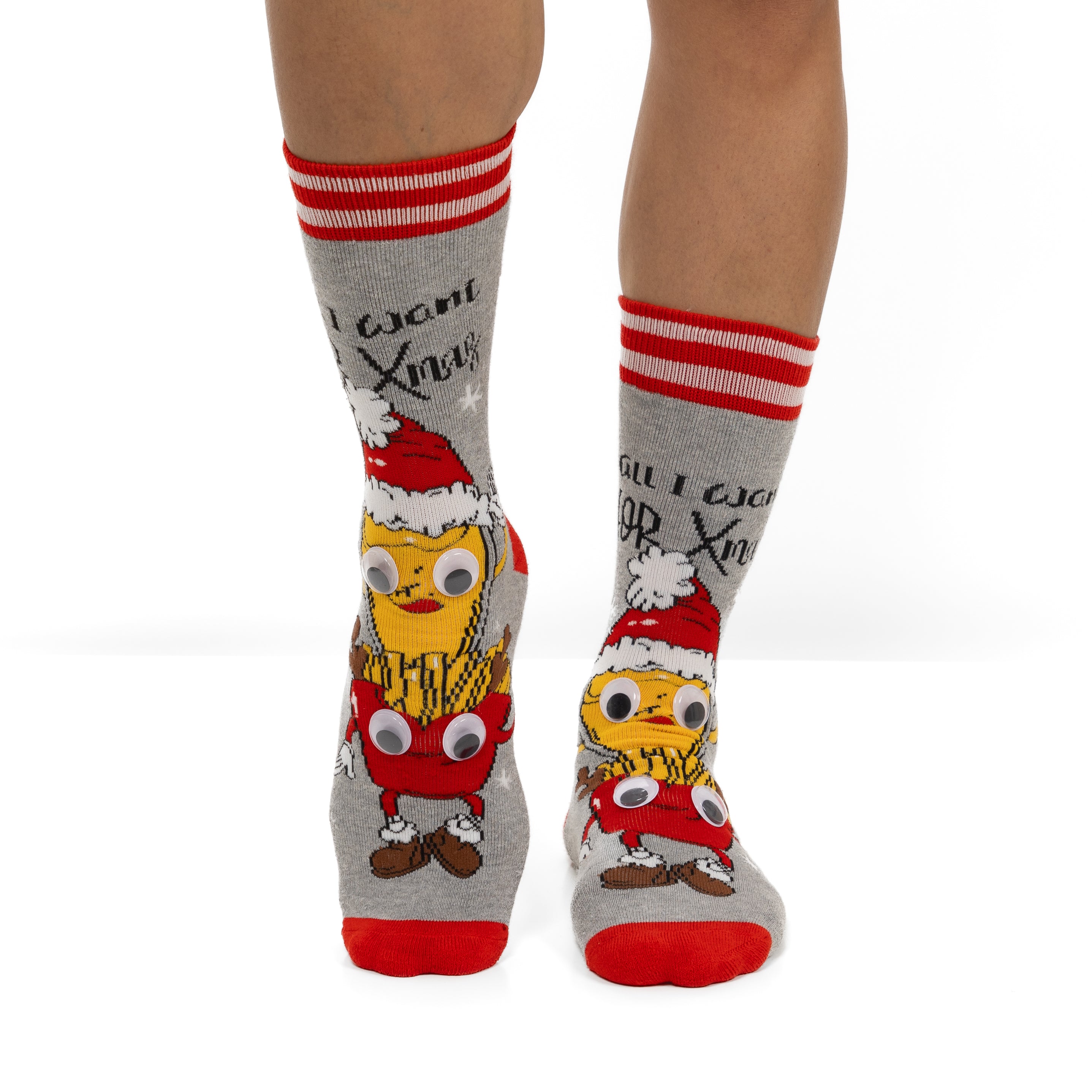 Calcetines de Navidad Antideslizantes para Hombre con Ojos 3D