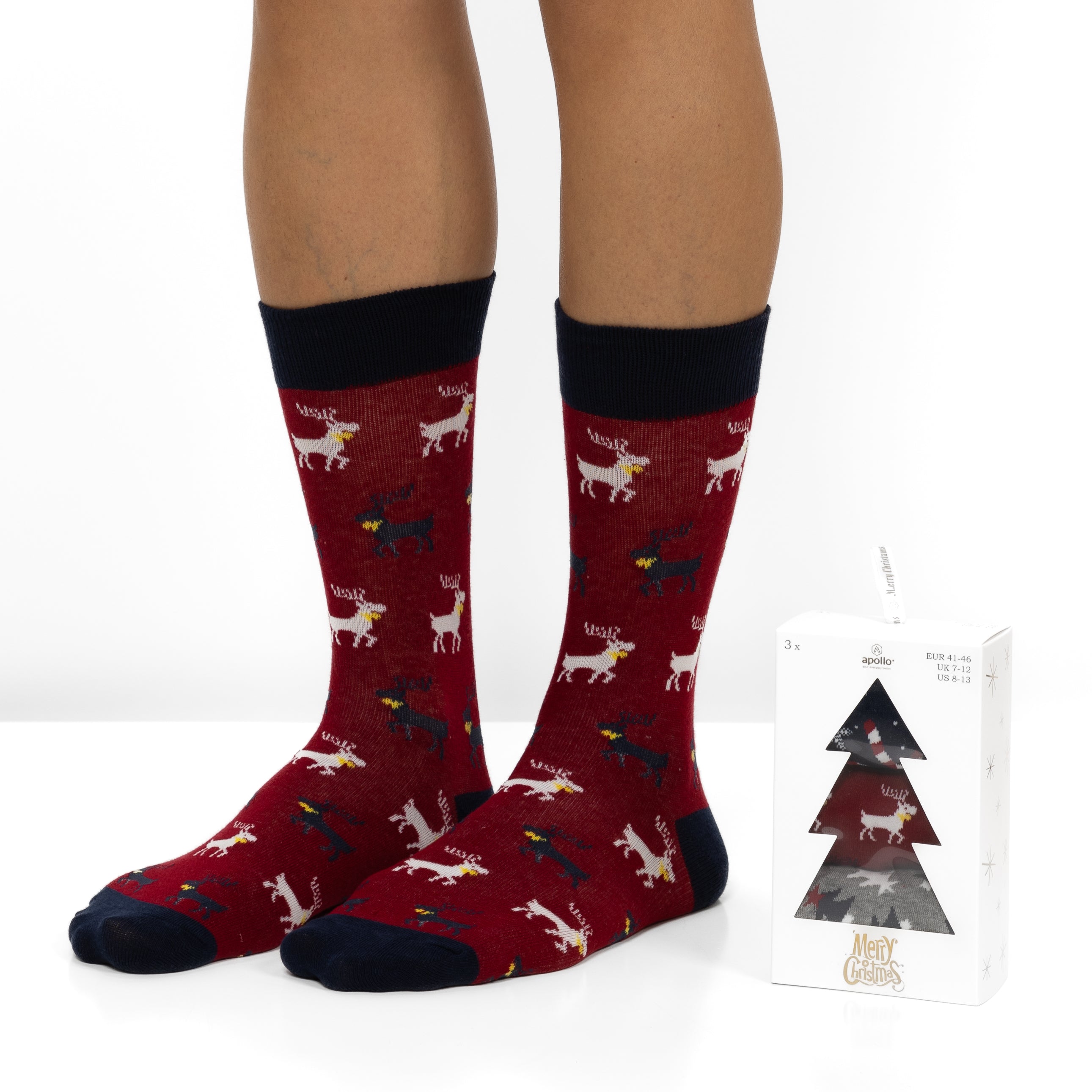 Caja de Regalo con 3 Pares de Calcetines de Navidad para Hombre