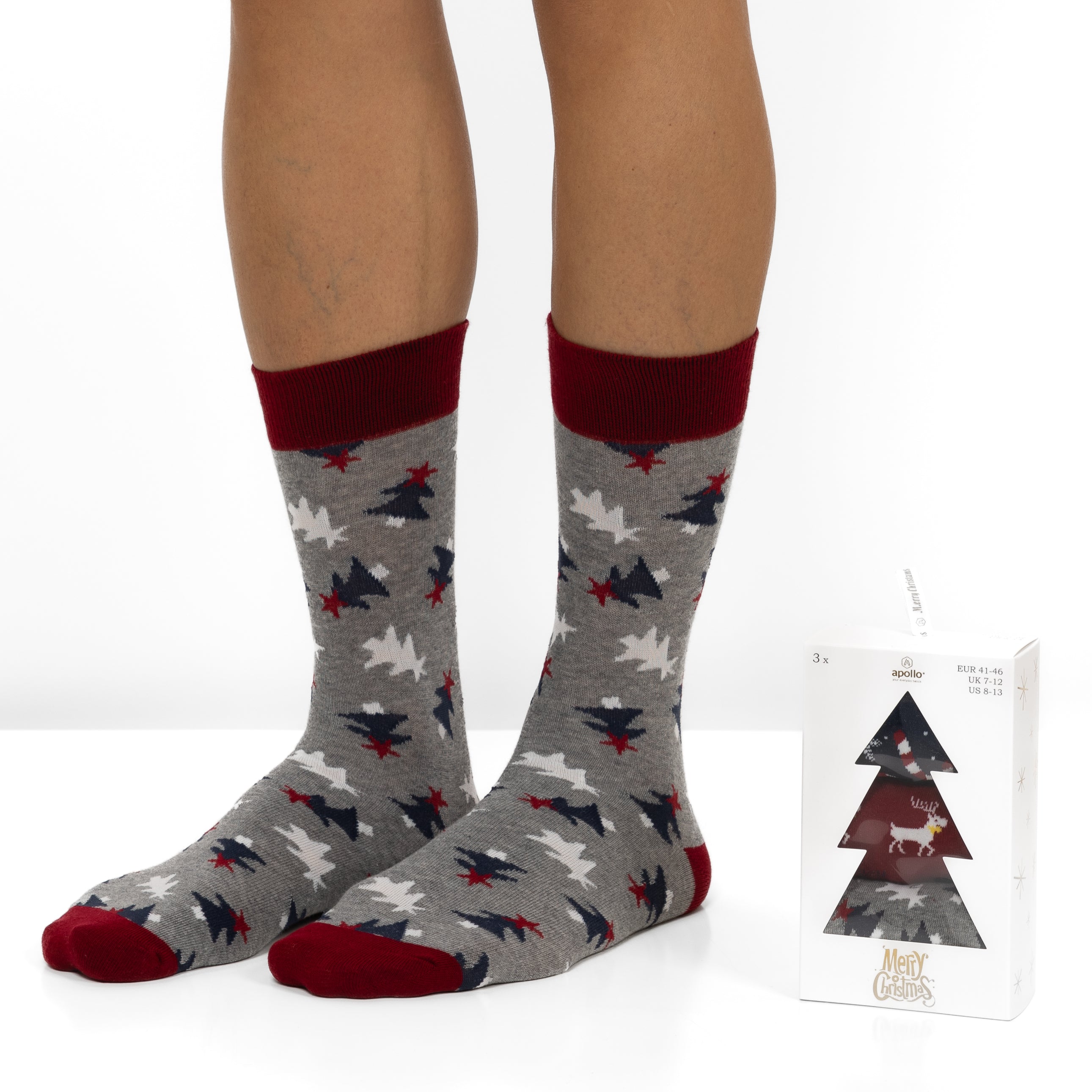 Caja de Regalo con 3 Pares de Calcetines de Navidad para Hombre