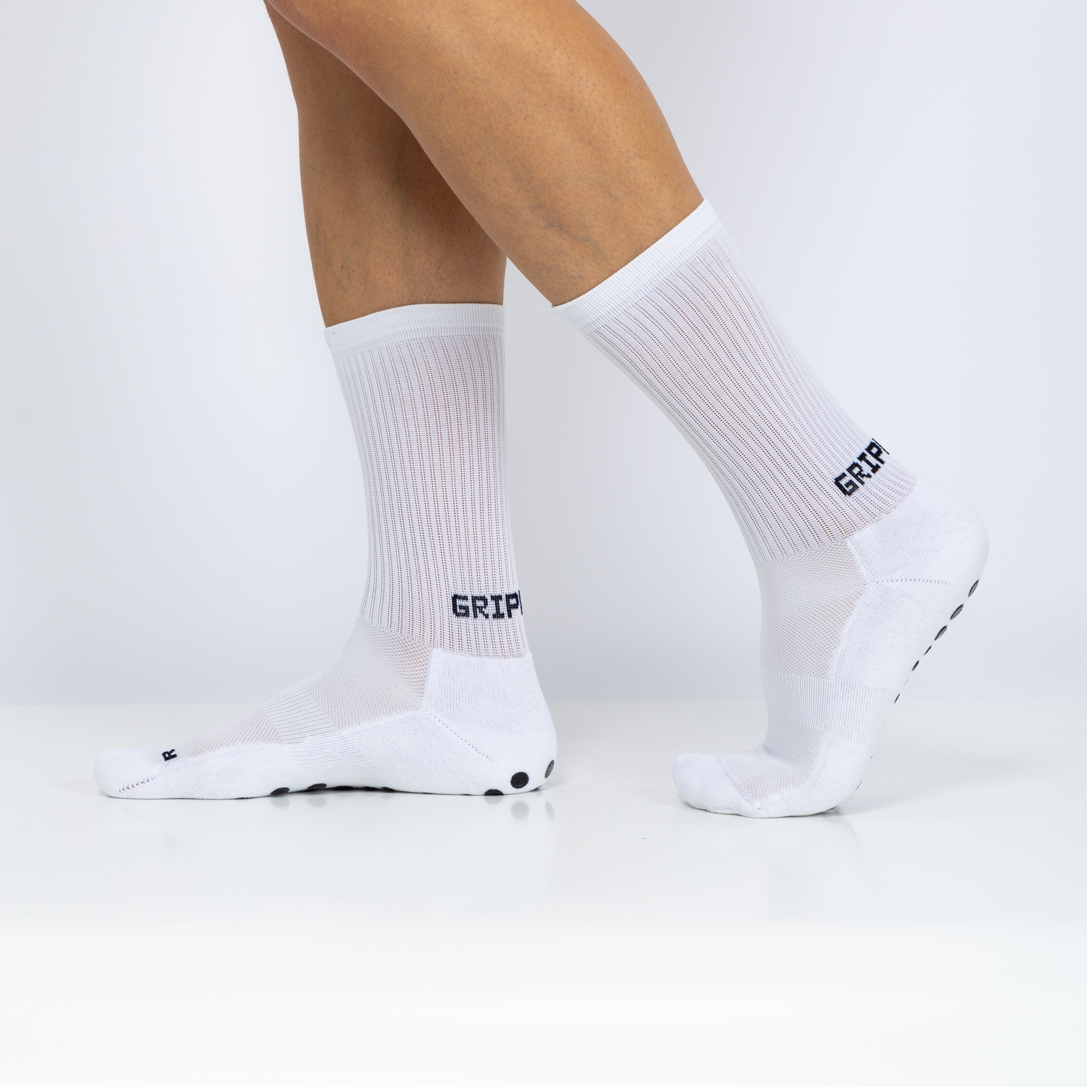 Meias Grip Pro • Antiderrapantes • Pack 2 Pares • Branco