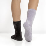 Pack 2 Pares Meias Antiderrapantes em Chenille - Multi Lilás