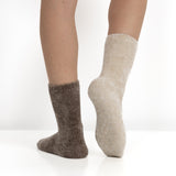 Pack 2 Pares Meias Antiderrapantes em Chenille - Multi Bege