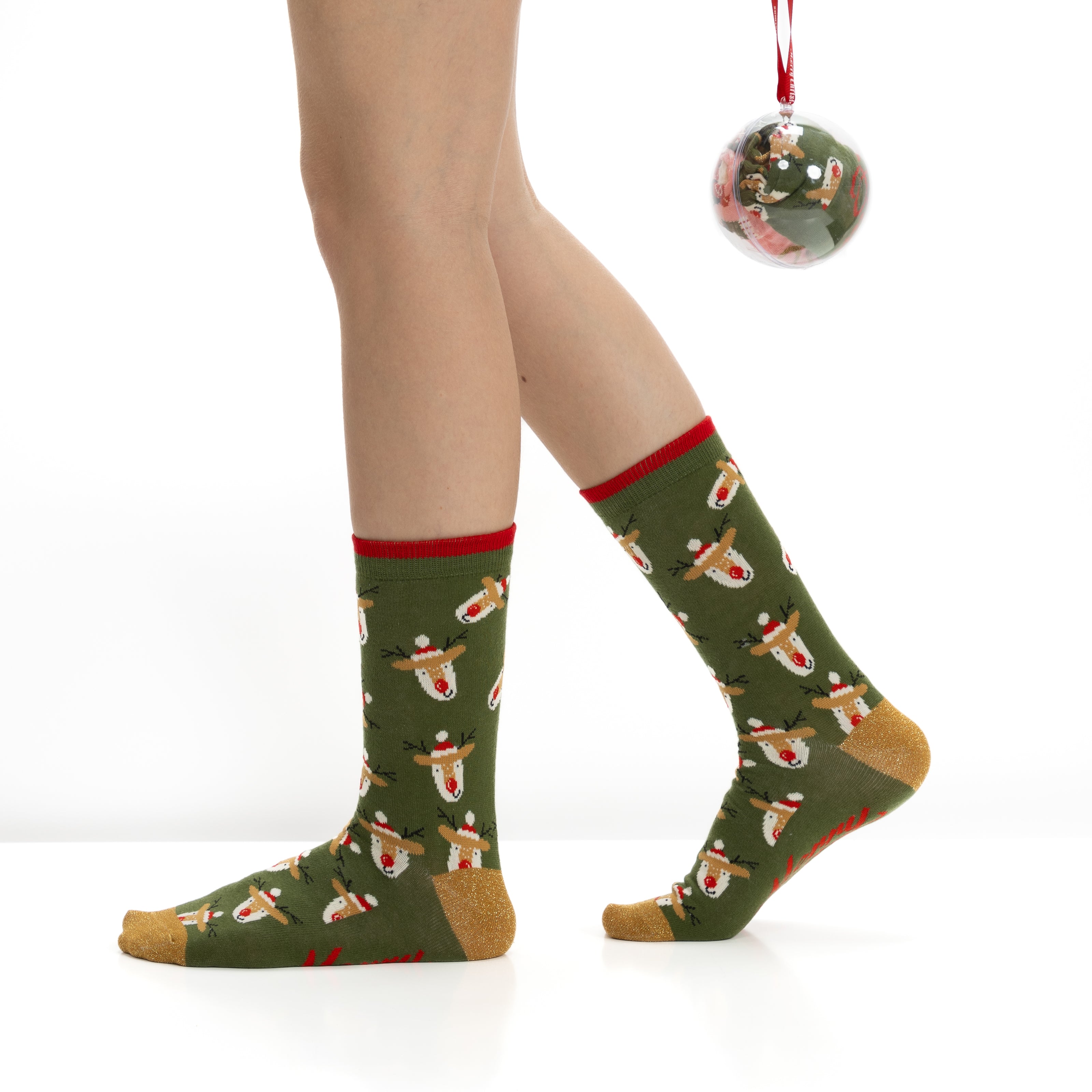 Bola de Navidad con 2 pares de Calcetines para Mujer