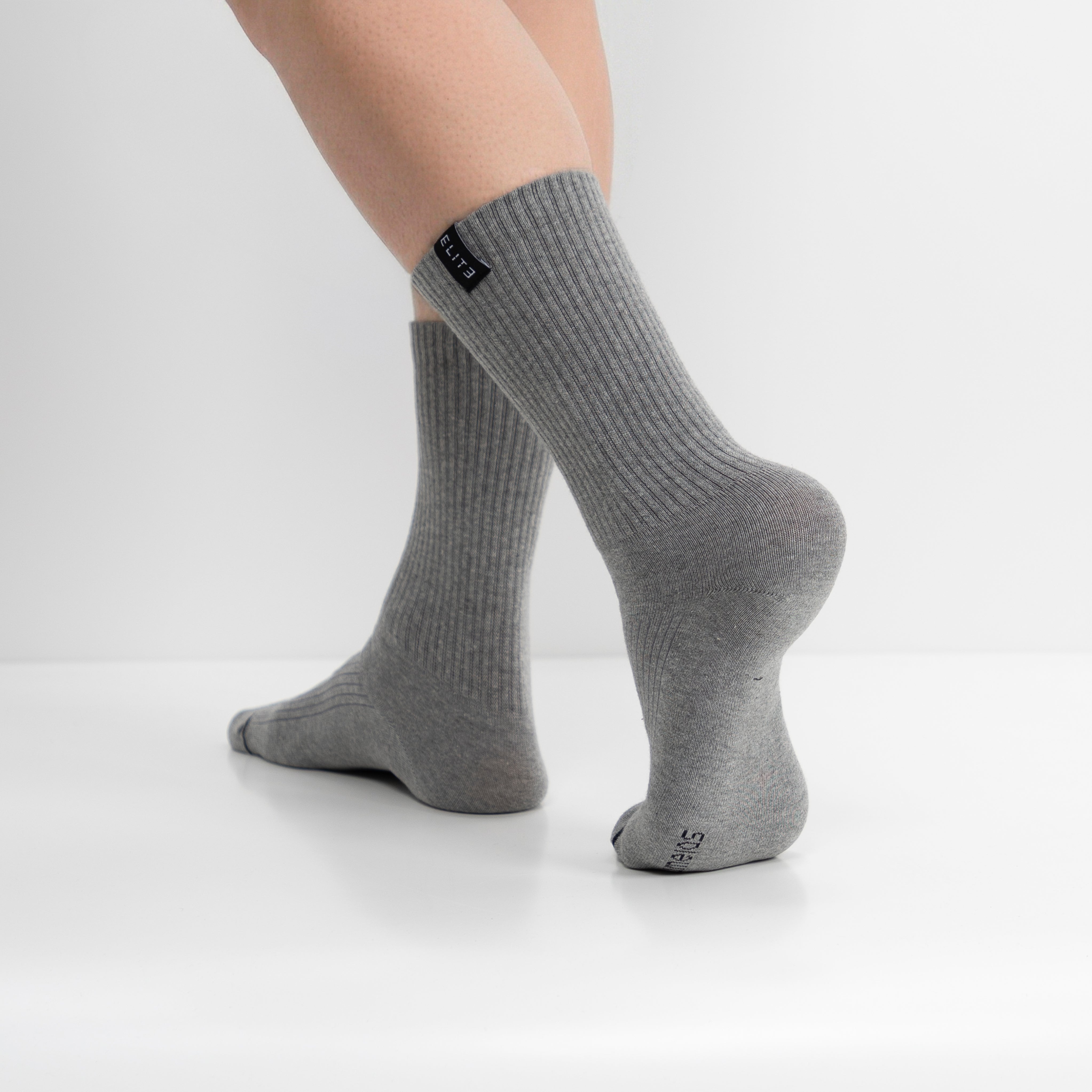Calcetines “Elite Crew” • Comodidad y Resistencia • Algodón Superior • Pack 2 Pares • Gris