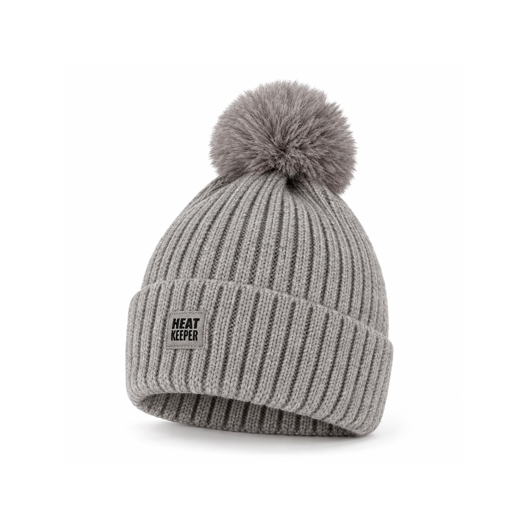 Gorro Térmico Heatkeeper TOG 1,9 con Pompón y Forro Polar • Gris
