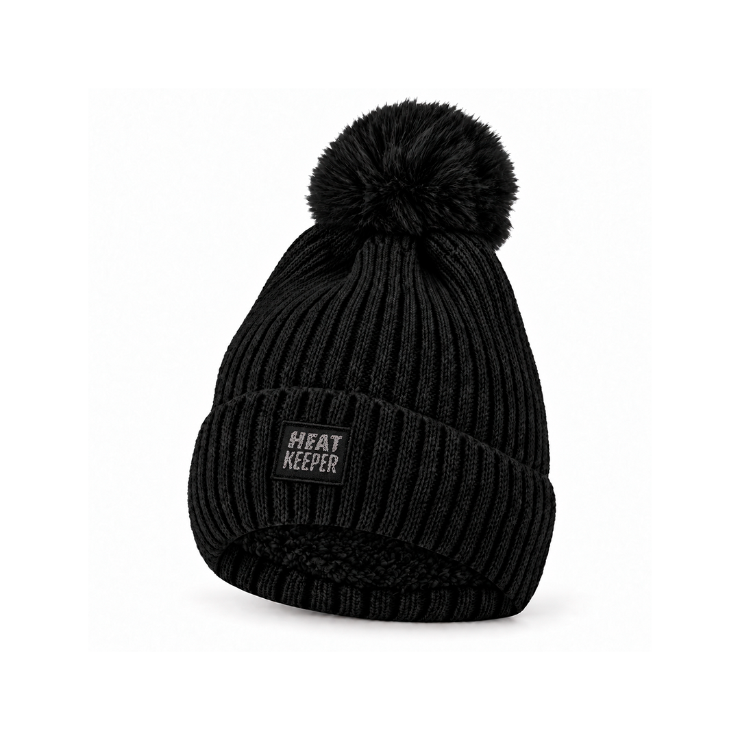 Gorro Térmico Heatkeeper TOG 1,9 con Pompón y Forro Polar • Negro