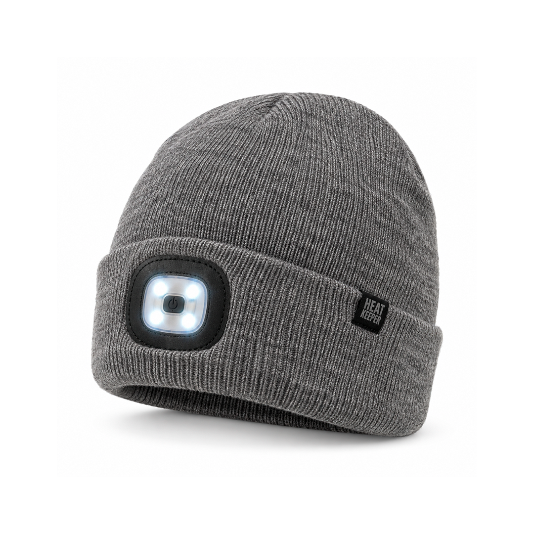 Gorro Térmico Heatkeeper TOG 3,4 con Luz LED Recargable • Gris