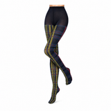 Pantis Mujer “Tartan Chic” • Estampado Escocés • 80 DEN • Ocre