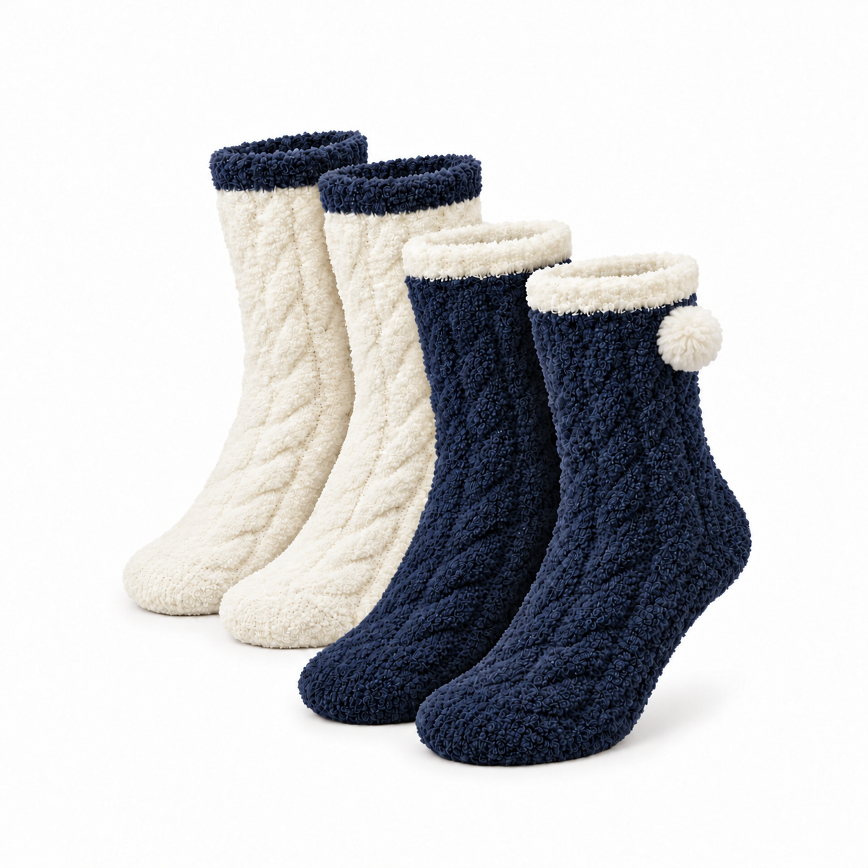 Calcetines de Casa Supersuaves Pack 2 Pares • Azul y Crudo