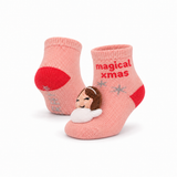 Meias de Natal para Bebé em Algodão com Antiderrapante • Magical Xmas Rosa