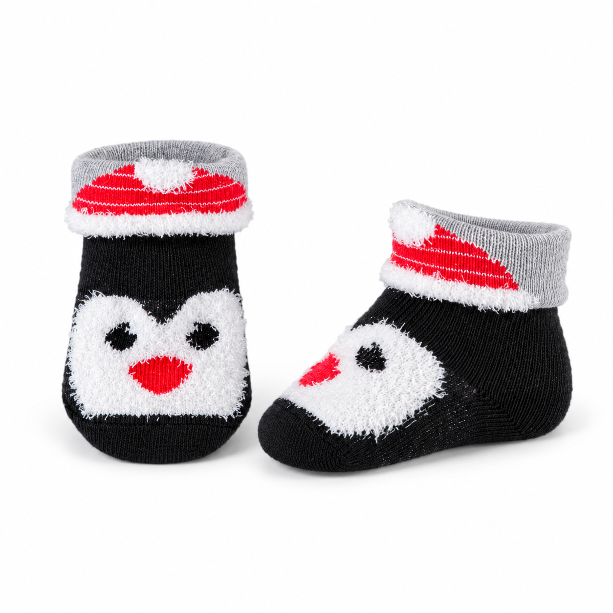 Meias de Natal para Recém-Nascido com Punho Dobrado • Pinguim  (0-6 meses)
