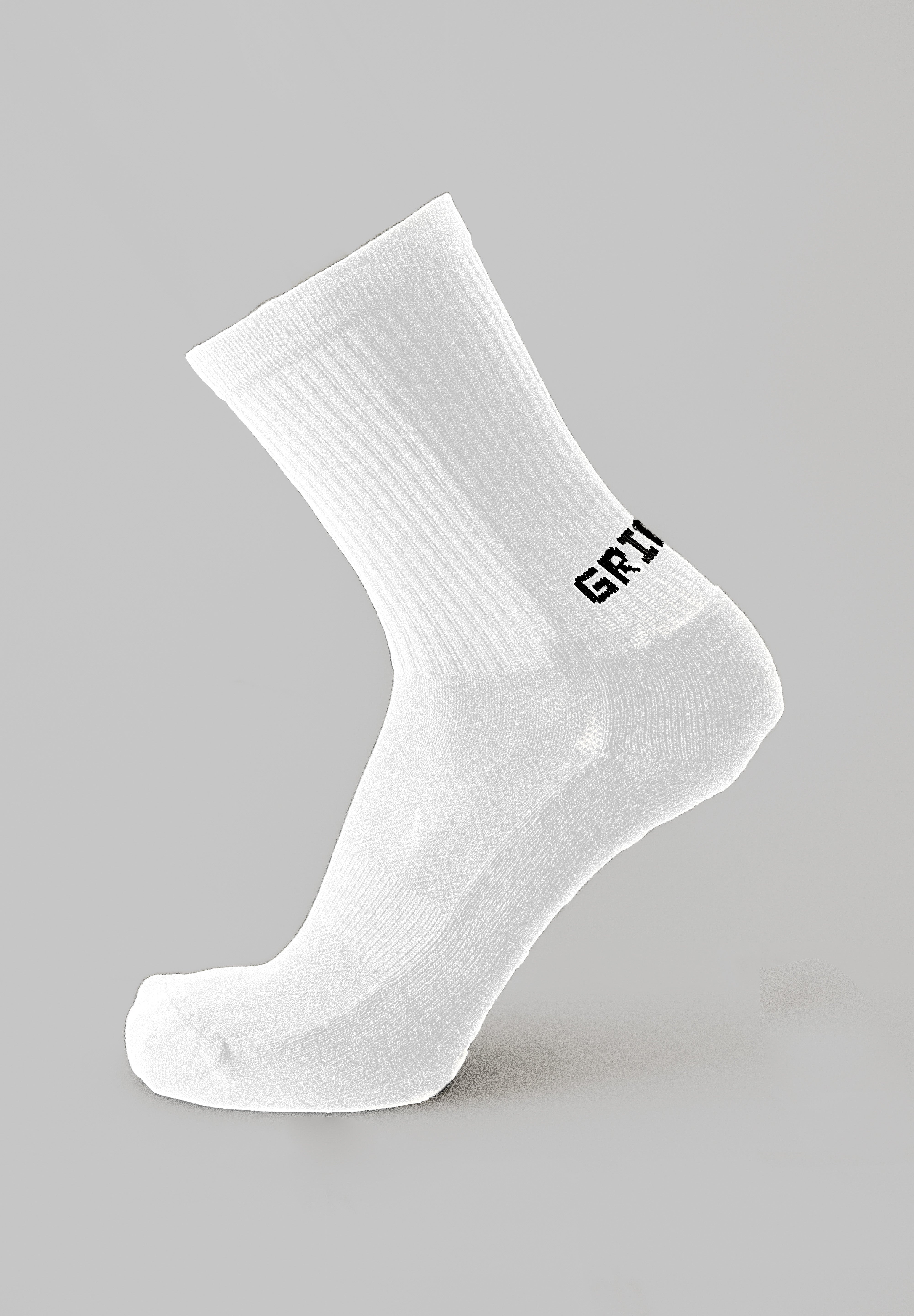 Meias com antiderrapante (grip), na cor branco, para desporto como o futebol ou futsal..